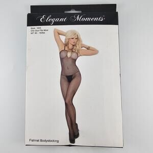 New Fishnet Bodysuit Body Stocking Black One Size Elegant Moments Sexy Lingerie